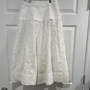En Saison White Eyelet A-Line Skirt